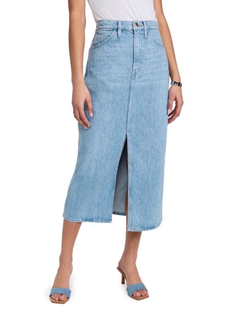 FRAME Le Italien Blue Denim Maxi Skirt